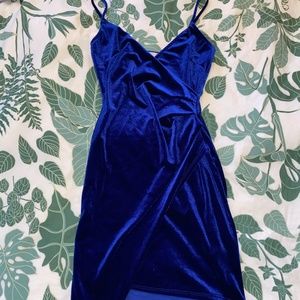 Navy blue velvet cocktail dress